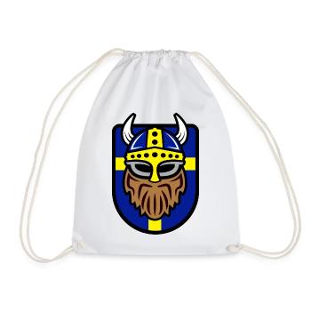 Cool Viking with Swedish flag - Drawstring Bag - white - Front
