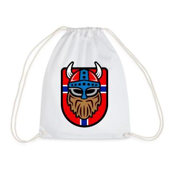 Cool Viking logo with Norwegian flag - Drawstring Bag - white - Front