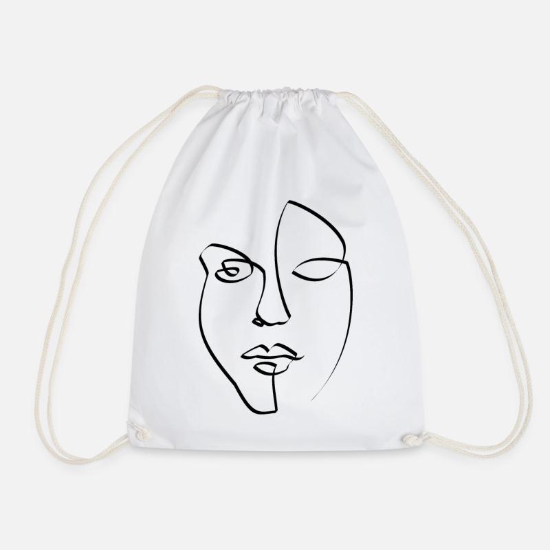Face - Drawstring Bag - white