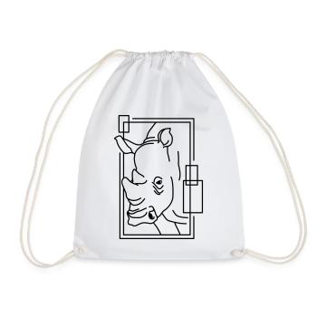 Nashorn im geometrischen Design - Turnbeutel - Weiß - Vorne