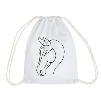 Sketch of the black horse - Drawstring Bag - white - Front