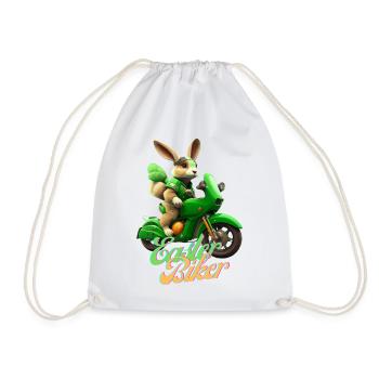 Easter Biker - The Easter Bunny becomes a biker - Drawstring Bag - white - Front