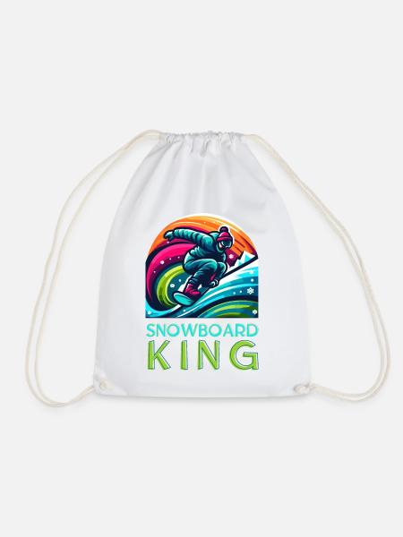 Lebendiges Snowboarden KIng Warrior Illustration - Turnbeutel - Weiß