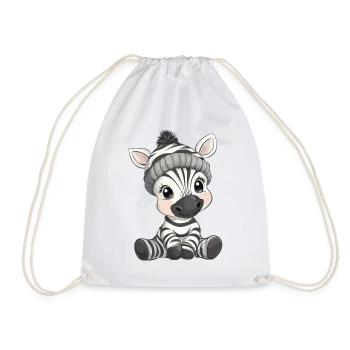 Zebra Süß Niedlich Baby Kinder Tier Cartoon - Turnbeutel - Weiß - Vorne