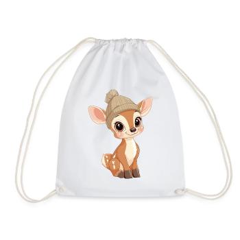 cerf mignon mignon bébé enfants animal fauve dessin animé - Sac de sport léger - blanc - Devant