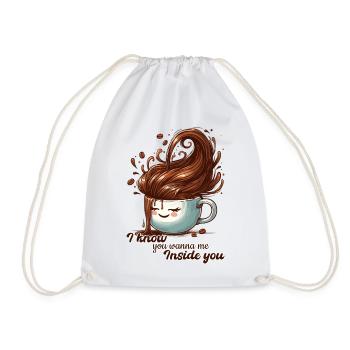 Coffee Mug Funny Gift - Drawstring Bag - white - Front
