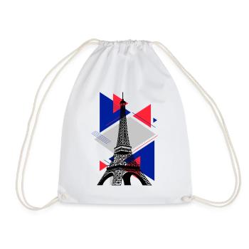 Paris Eiffel Tower France City Skyline Art - Drawstring Bag - white - Front