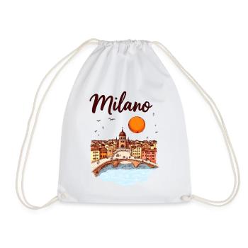 Milan Skyline – Italy's fashion and design metropolis - Drawstring Bag - white - Front