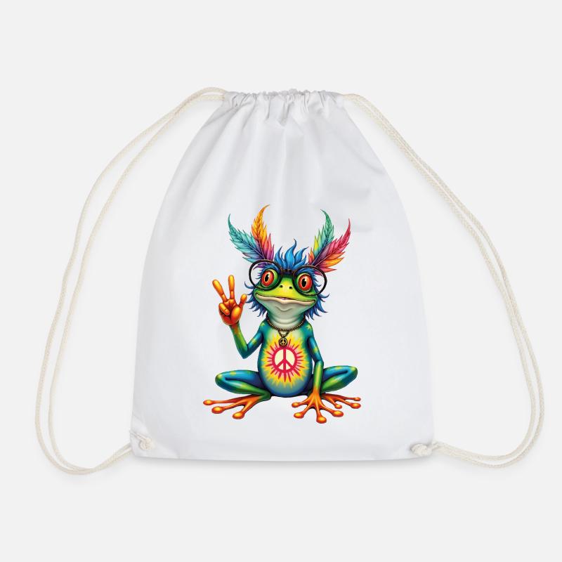 Friedlicher Hippie-Frosch - Turnbeutel - Weiß