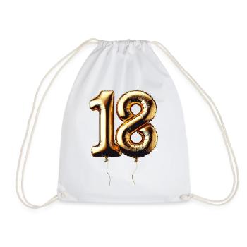 18 Years Gold Balloon Foil Balloon Gift - Drawstring Bag - white - Front