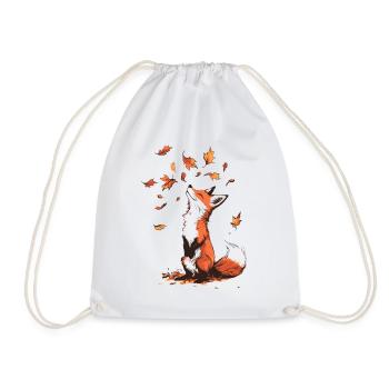 Fox playing with autumn leaves - Drawstring Bag - white - Front