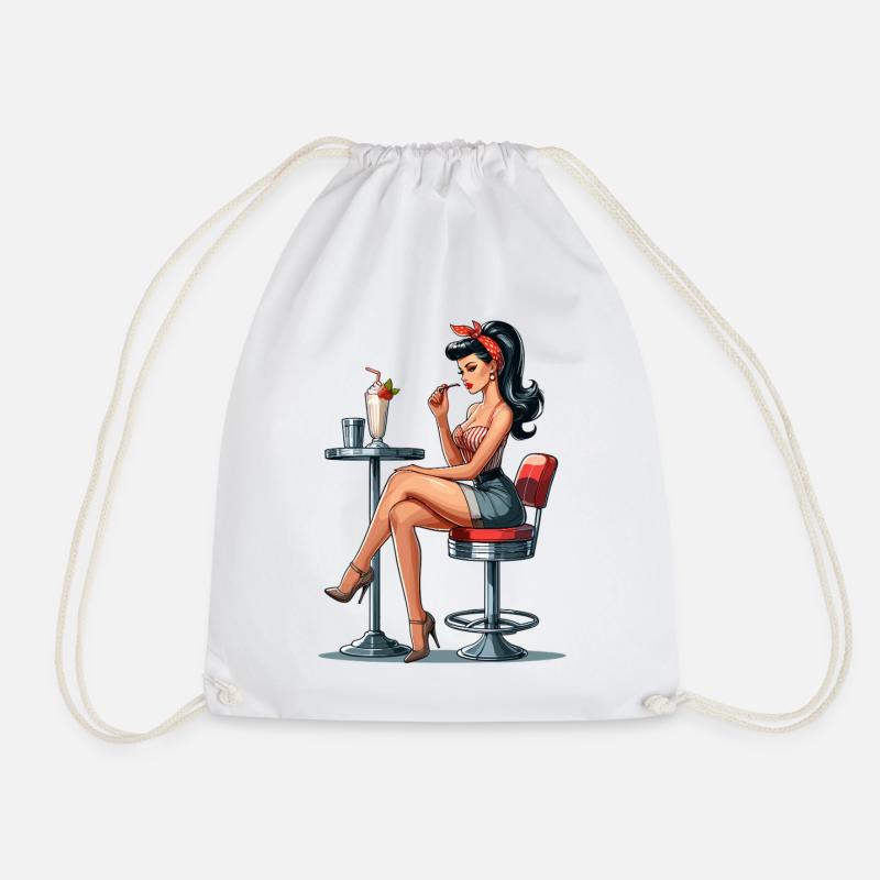 Milchshake Rockabilly Pin Up Geschenk - Turnbeutel - Weiß