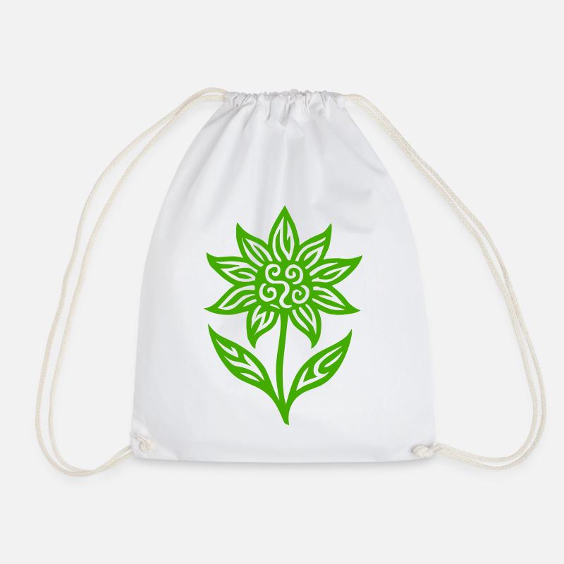 Kreative Blume mit Tribalmuster - Farbe variabel - Turnbeutel - Weiß
