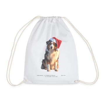Boder Collie Weihnachts-Hund im Santa-Hut - Turnbeutel - Weiß - Vorne