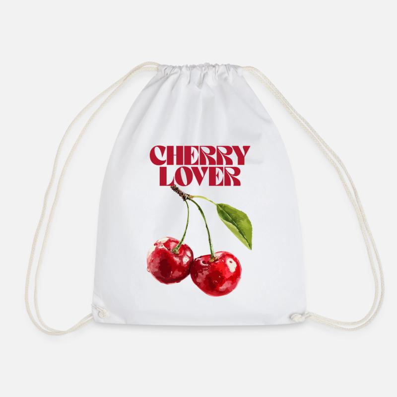 Cherry Lover Botanische Illustration - Turnbeutel - Weiß