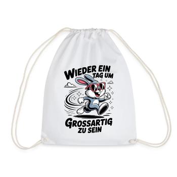Lustiger Cartoon Hase mit Sonnenbrille - Turnbeutel - Weiß - Vorne