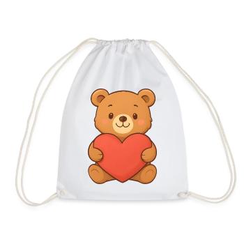 Kuschelbär mit Herz – Liebe zum Verschenken - Turnbeutel - Weiß - Vorne