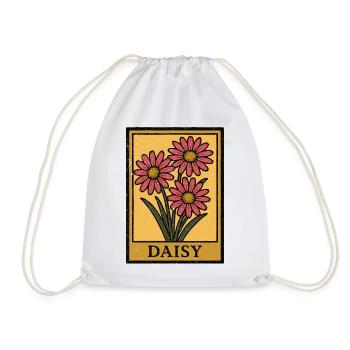 Daisy Trio Geblümter Rahmen - Turnbeutel - Weiß - Vorne