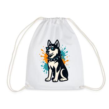 Siberian Husky im Spray-Graffiti mit Sonnenbrille - Turnbeutel - Weiß - Vorne