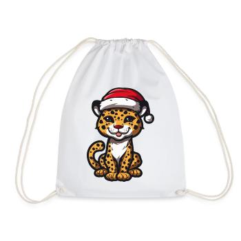 Leopard Weihnachten - Turnbeutel - Weiß - Vorne