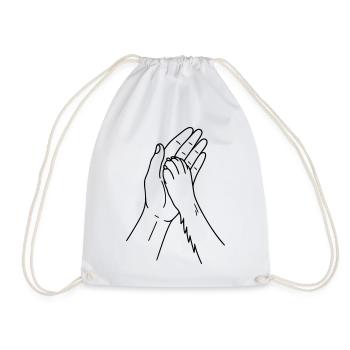Dog Paw Hand - High Five - Dog Paw Dog - Drawstring Bag - white - Front