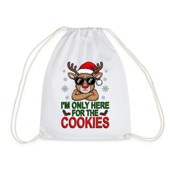 Just for the cookies, reindeer with sunglasses - Drawstring Bag - white - Front