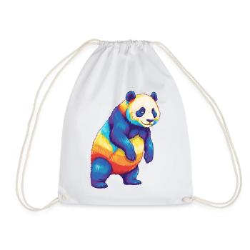 Buntes Panda-Regenbogen-Pop-Art-Aquarell - Turnbeutel - Weiß - Vorne