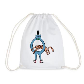 Tiger_Jump - Drawstring Bag - white - Front