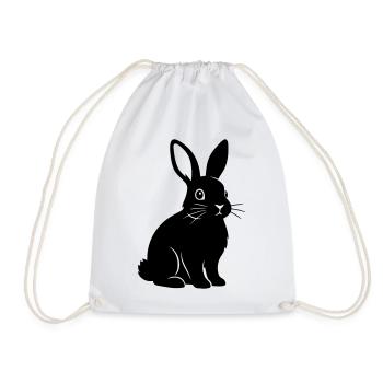 Bunny Rabbit Silhouette Black Vector - Drawstring Bag - white - Front