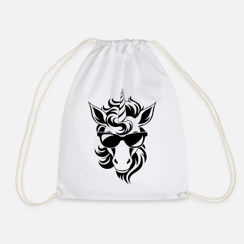 Cool unicorn with sunglasses - Drawstring Bag - white