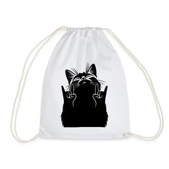 Chat Métallique – Silhouette du signe de main de la pierre - Sac de sport léger - blanc - Devant