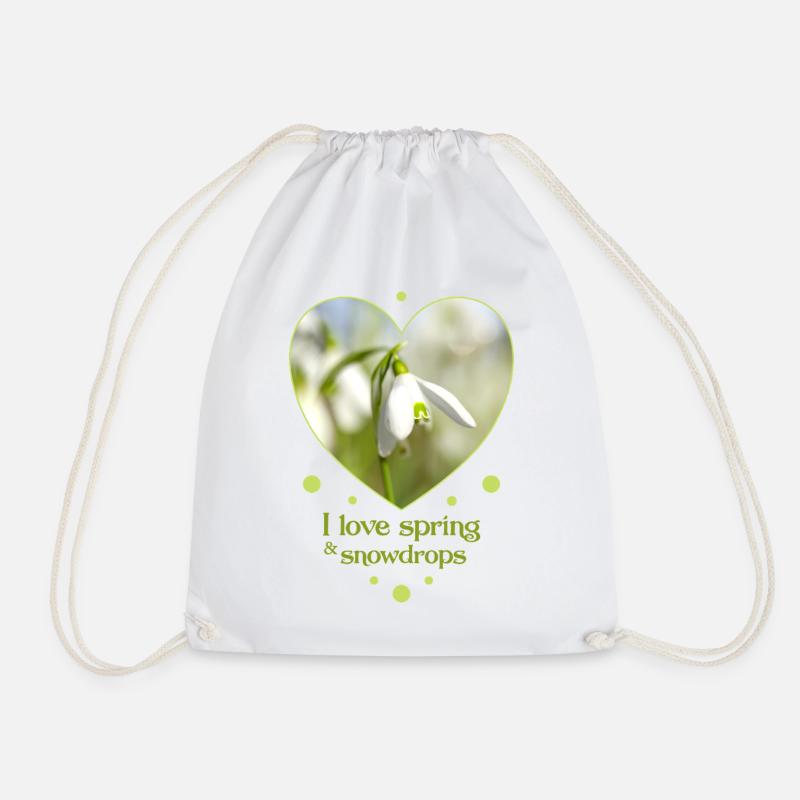 Herzdesign Schneeglöckchen Frühling i love spring - Turnbeutel - Weiß