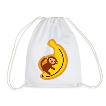 T-shirt banane singe drôle Un petit t-shirt jungle animal mignon - Sac de sport léger - blanc - Devant