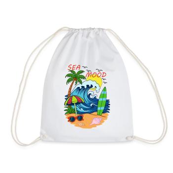 Sea Mood – retro summer beach vibe - Drawstring Bag - white - Front