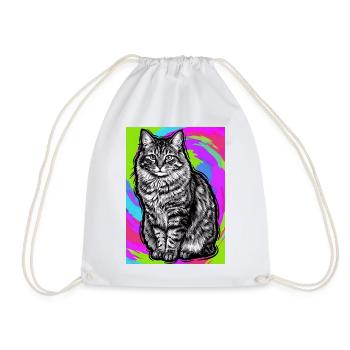 Katze - Turnbeutel - Weiß - Vorne