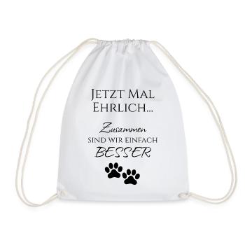 Zusammen besser – Pfote Minimal Design schwarz - Turnbeutel - Weiß - Vorne