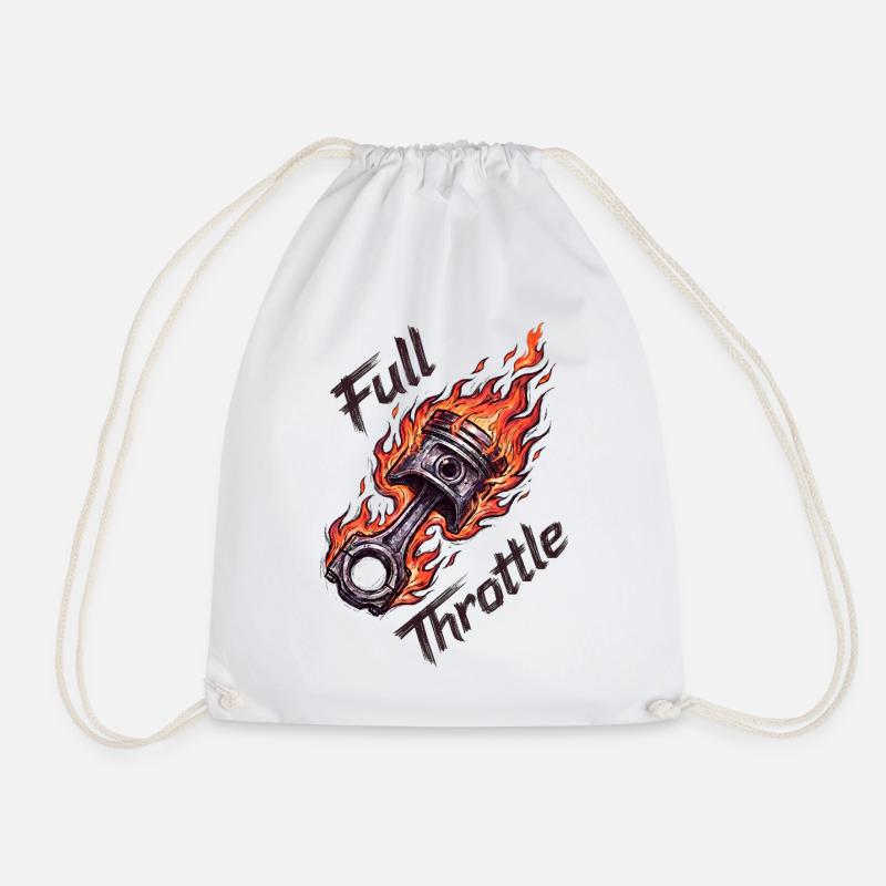  Full Throttle Piston - Drawstring Bag - white