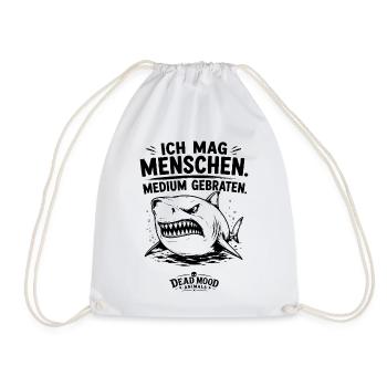 Ich mag Menschen. Medium gebraten. Böser Hai Fun. - Turnbeutel - Weiß - Vorne