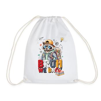 Bruh We Back School Raccoon - Drawstring Bag - white - Front