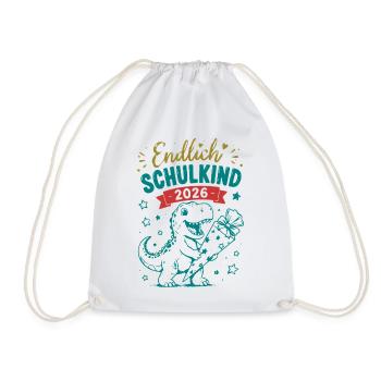 Endlich Schulkind 2026 Dino - Turnbeutel - Weiß - Vorne