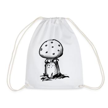 Sweet knobbly mushroom - illustration - Drawstring Bag - white - Front