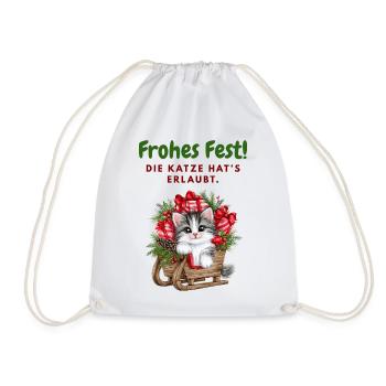 Frohes Fest... Weihnachen mit Katze - Turnbeutel - Weiß - Vorne
