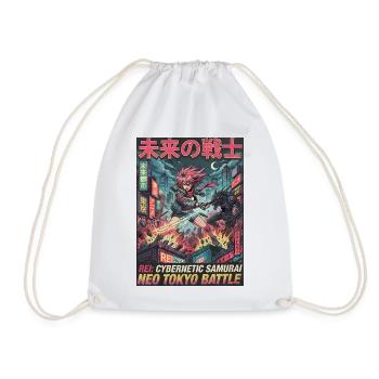 Neon-Tokyo Cyber-Samurai - Turnbeutel - Weiß - Vorne