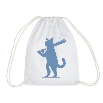 Minimalist Cat Baseball Player Silhouette - Turnbeutel - Weiß - Vorne