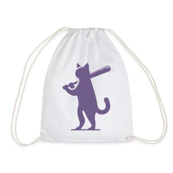 Minimalistische Katzen-Baseballspieler Silhouette - Turnbeutel - Weiß - Vorne