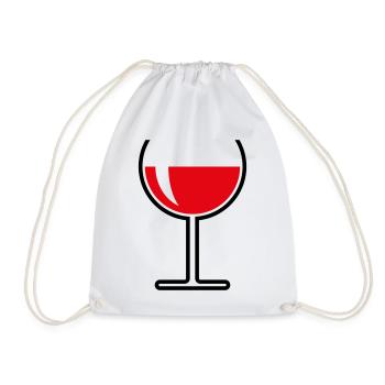 Rotweinglas Rund Offen (Rotwein / Wein / 2C) - Turnbeutel - Weiß - Vorne