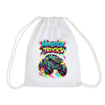 Monster Trucks Graffiti Neon - Turnbeutel - Weiß - Vorne