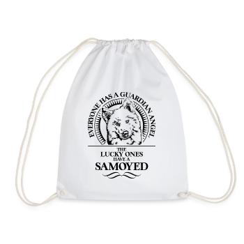 SAMOYED Guardian Angel Dogs Saying Dog WILSIGNS - Drawstring Bag - white - Front