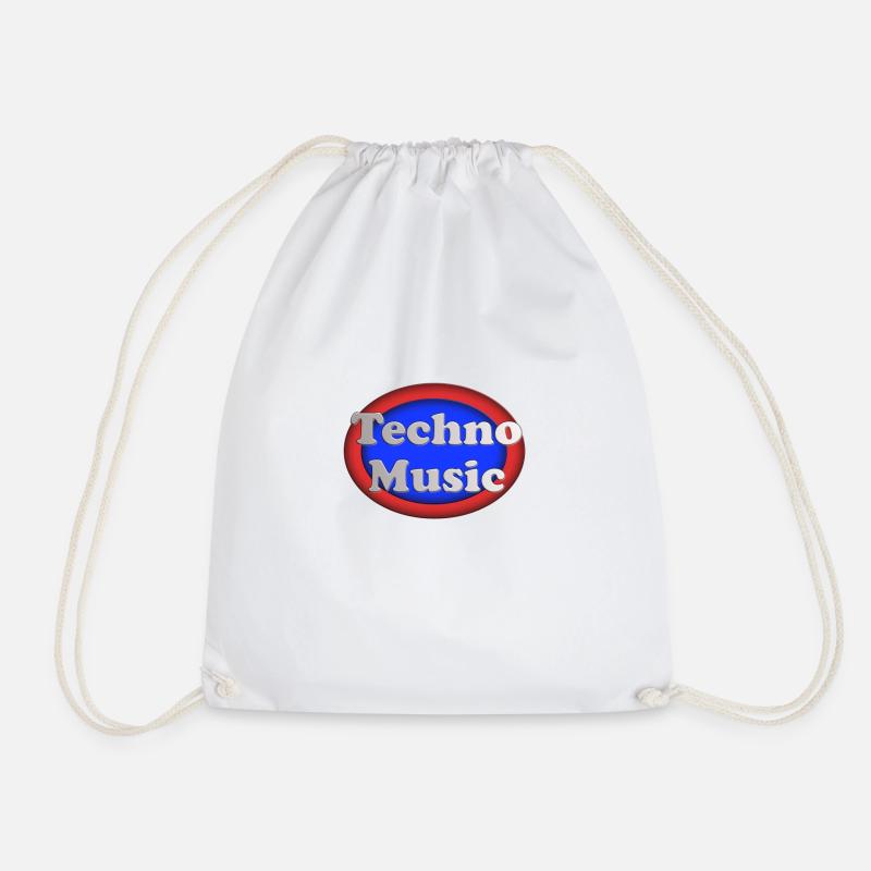Techno Music - Drawstring Bag - white
