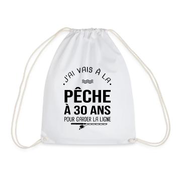 30 ans je vais à la pêche pour garder la ligne - Sac de sport léger - blanc - Devant